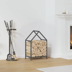 Portant de bois chauffage anthracite 40x25x60 cm 