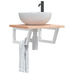 Supports d'étagères pour lavabo 2 pcs blanc trapèze acier 