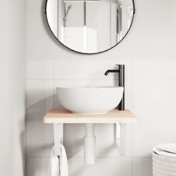 Supports d'étagères pour lavabo 2 pcs blanc trapèze acier 