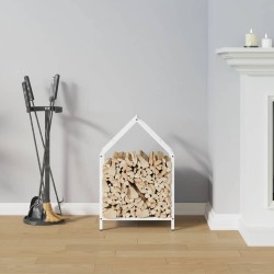 Portant de bois chauffage blanc 40x25x60 cm 