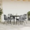 Ensemble à manger jardin coussins 5 pcs gris poly rotin verre 