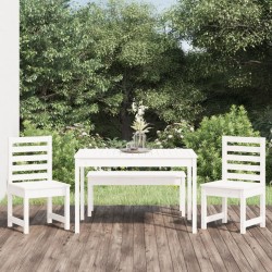 Ensemble à manger de jardin 4 pcs blanc bois massif de pin 