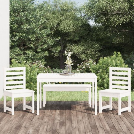 Ensemble à manger de jardin 4 pcs blanc bois massif de pin 