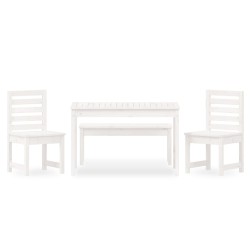 Ensemble à manger de jardin 4 pcs blanc bois massif de pin 