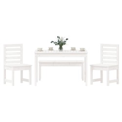 Ensemble à manger de jardin 4 pcs blanc bois massif de pin 
