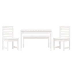 Ensemble à manger de jardin 4 pcs blanc bois massif de pin 