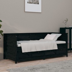 Lit de jour sans matelas noir 100x200 cm bois de pin massif 