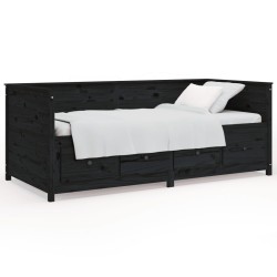 Lit de jour sans matelas noir 100x200 cm bois de pin massif 