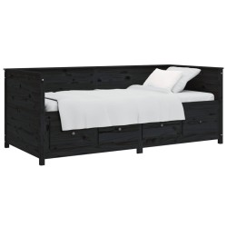 Lit de jour sans matelas noir 100x200 cm bois de pin massif 