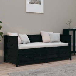 Lit de jour sans matelas noir 100x200 cm bois de pin massif 