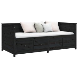 Lit de jour sans matelas noir 100x200 cm bois de pin massif 