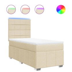 Sommier à lattes de lit avec matelas Crème 80x200 cm Tissu 