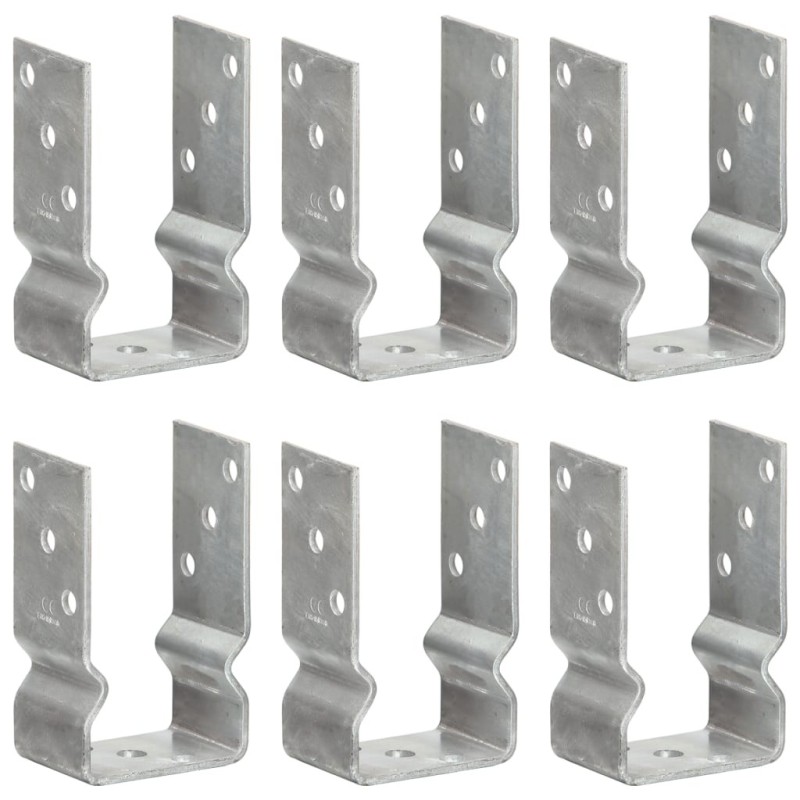 Piquets de clôture 6 pcs Argenté 8x6x15 cm Acier galvanisé Piquets de clôture 6 pcs Argenté 8x6x15 cm Acier galvanisé