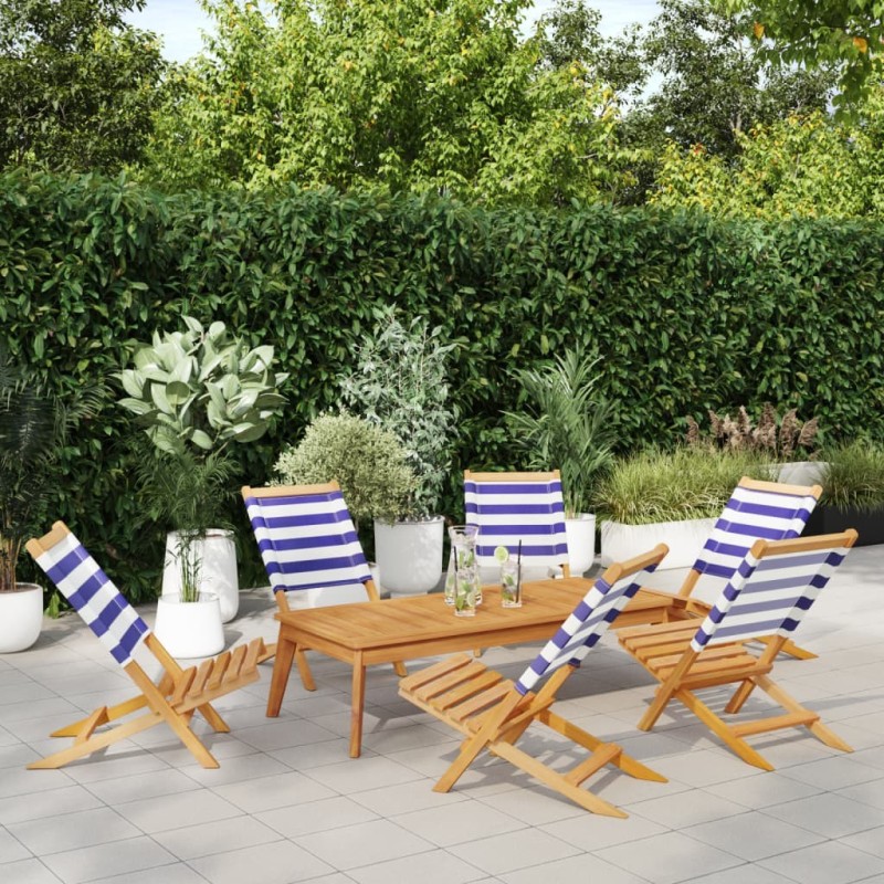 Chaises de jardin pliantes lot de 6 tissu et bois massif 