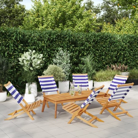 Chaises de jardin pliantes lot de 6 tissu et bois massif 