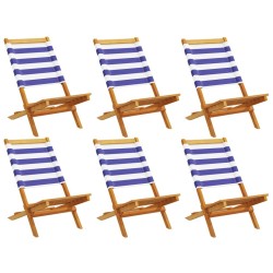 Chaises de jardin pliantes lot de 6 tissu et bois massif 