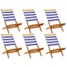 Chaises de jardin pliantes lot de 6 tissu et bois massif 