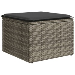 Salon de jardin avec coussins 7 pcs gris résine tressée 