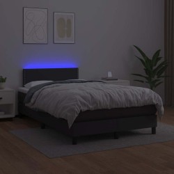 Sommier à lattes de lit matelas LED noir 120x190 cm similicuir 