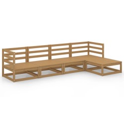 Salon de jardin 5 pcs marron miel bois de pin massif 