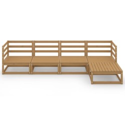 Salon de jardin 5 pcs marron miel bois de pin massif 
