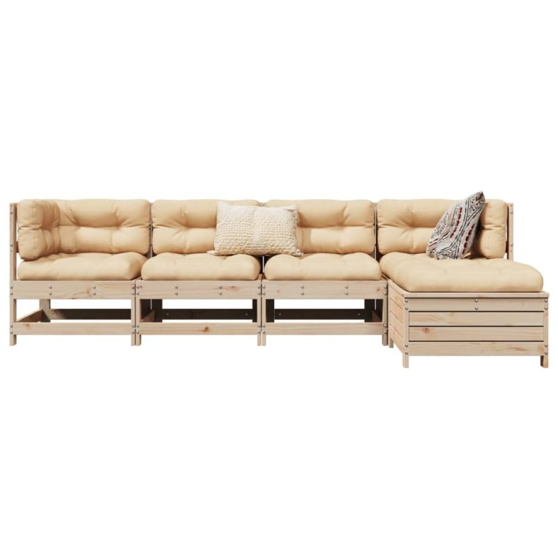 Salon de jardin 5 pcs bois de pin massif 