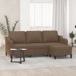 Canapé à 3 places avec repose-pieds Marron 180 cm Tissu 