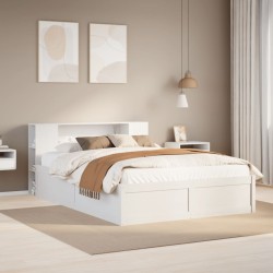 Cadre de lit sans matelas blanc 120x190 cm bois de pin massif 