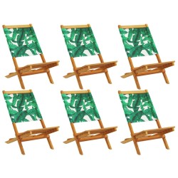 Chaises de jardin pliantes lot de 6 vert tissu et bois massif 
