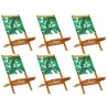 Chaises de jardin pliantes lot de 6 vert tissu et bois massif 