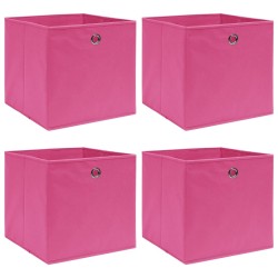 Boîtes de rangement 4 pcs Rose 32x32x32 cm Tissu 