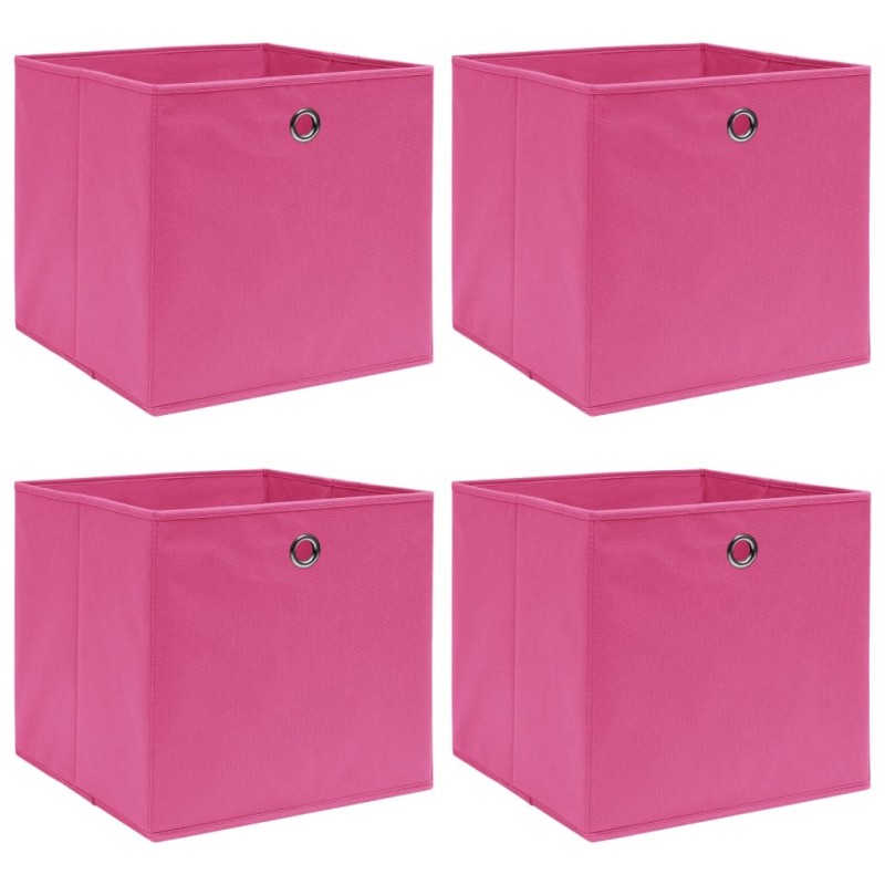 Boîtes de rangement 4 pcs Rose 32x32x32 cm Tissu Boîtes de rangement 4 pcs Rose 32x32x32 cm Tissu