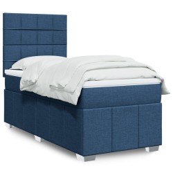 Sommier à lattes de lit avec matelas Bleu 90x190 cm Tissu 