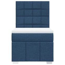 Sommier à lattes de lit avec matelas Bleu 90x190 cm Tissu 