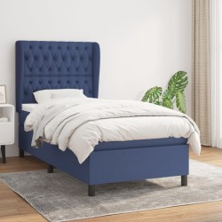 Sommier à lattes de lit avec matelas Bleu 90x190 cm Tissu 