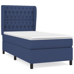 Sommier à lattes de lit avec matelas Bleu 90x190 cm Tissu 