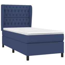 Sommier à lattes de lit avec matelas Bleu 90x190 cm Tissu 