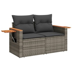 Salon de jardin 6 pcs avec coussins gris résine tressée 