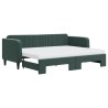 Lit de jour avec gigogne et matelas vert foncé 80x200cm velours 