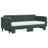 Lit de jour avec gigogne et matelas vert foncé 80x200cm velours 