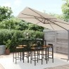 Ensemble de bar jardin 7 pcs noir poly rotin/bois massif acacia 