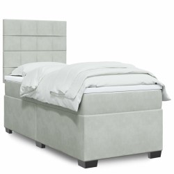 Sommier à lattes de lit et matelas Gris clair 100x200cm Velours 