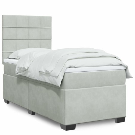 Sommier à lattes de lit et matelas Gris clair 100x200cm Velours 