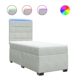 Sommier à lattes de lit et matelas Gris clair 100x200cm Velours 