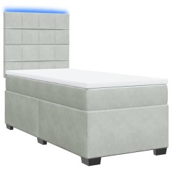 Sommier à lattes de lit et matelas Gris clair 100x200cm Velours 