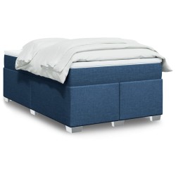 Sommier à lattes de lit avec matelas bleu 120x190 cm tissu 