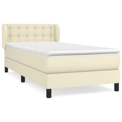 Sommier à lattes de lit avec matelas Crème 100x200cm Similicuir 