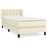 Sommier à lattes de lit avec matelas Crème 100x200cm Similicuir 