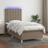 Sommier à lattes de lit et matelas et LED Taupe 90x190 cm Tissu 