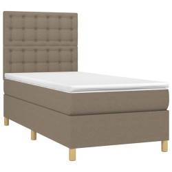 Sommier à lattes de lit et matelas et LED Taupe 90x190 cm Tissu 
